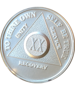 20 Year .999 Fine Silver AA Alcoholics Anonymous Medallion Chip Coin Twenty XX - $45.99