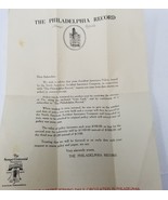 The Philadelphia Record Subscription Life Insurance Letter 1926 - $15.15