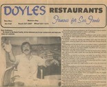 Doyles Restaurants Menu Rose Bay Watsons Bay Australia Famous for Sea Fo... - £22.15 GBP