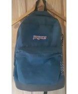 Jansport Classic Blue Backpack Brown Leather Bottom Not Suede - $39.59