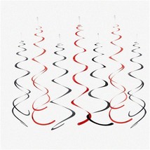 Festive Swirls - Black and Red Hanging Decorations for Birthday, Graduation, Wed - £19.14 GBP