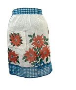 Christmas Apron Poinsettia Half Semi Sheer Holly Hostess 2 Pocket Tie Vi... - $10.95