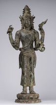 Ancien Indonésien Style Bronze Javanais Debout 4-Arm Shiva Statue - 82cm... - $3,139.75