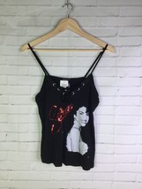 NEW Selena Licensed Black Red Sequin Logo Lace Up Cami Tank Top Womens Juniors S - £33.64 GBP