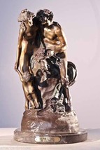 The Satyr AndThe Girl by Clodion Solid Lost Wax Bronze Statue Sculpture - £965.09 GBP