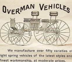1891 Overman Vehicles Automobilia Victorian Pre-Car Transportation Adver... - $26.98