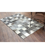 bunkar&#39;s Handmade 100% Natural Cowhide Leather Rug - Grey Boxes - Size 4... - $396.00