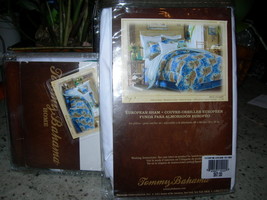 Tommy Bahama "Fiji Coast" 2pc Euro Pillow Shams WHITE/AQUA Bnip - $74.24