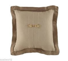WATERFORD &quot;HARRISON&quot; 1PC DECO PILLOW 14&quot; X 14&quot; ZIG ZAG TAUPE NWT - £46.52 GBP