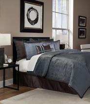 VERATEX CITY COLLECTION &quot;URBAN &quot;VIBRATO&quot;  2PC EURO SHAMS GREY/TEAL TRIM ... - $36.82