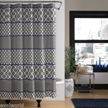 Steve Madden Home  2pc &quot;Jade&quot; Shower Curtain/Rug Blue,White,Black Nip - £51.32 GBP