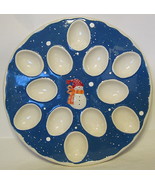 Large Snowman Egg Serving Plate Winter Motif 12 Inch Width - £27.45 GBP