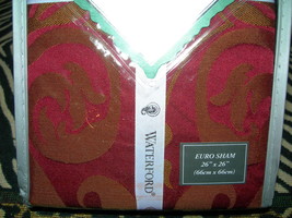 WATERFORD &quot;KILLIAN&quot; 2PC EURO  PILLOW SHAM 26&quot; X 26&quot; RUBY NWT - $118.79