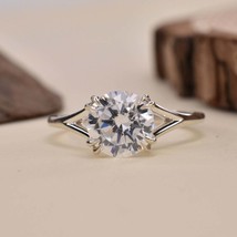 2.39CtRound Cut White Diamond Wadding Engagement Hiden Halo Ring 925 Silver Ring - £67.93 GBP