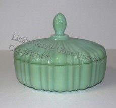 Anchor Hocking Fire King Green Jadeite 2-Piece Covered Candy Nut Dish - £58.57 GBP
