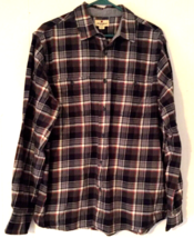 Woolrich men L shirt flannel button-up plaid red,black,white,gray 100%cotton - £10.27 GBP