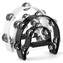 Double Row Tambourine, 2 Pack 10&quot; Tambourine For Adult, Half Moon Musica... - £28.20 GBP