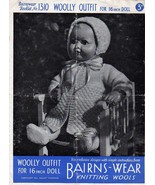 Vintage knitting pattern for 16in dolls/reborn outfit. Bairnswear 1310. PDF - £1.18 GBP