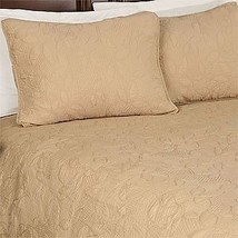 Liz Claiborne &quot;Stitched Leaf&quot; Tan 2PC Standard Shams Nip - £39.56 GBP