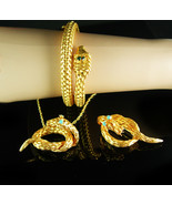 Vintage Snake Parure Bracelet necklace Brooch Turquoise rhinestone eyes ... - £518.93 GBP