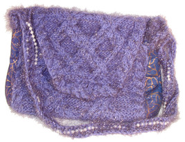 Sparkly purple hand knit handbag - £26.37 GBP