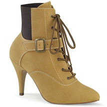 PLEASER DREAM-1022 Women&#39;s Tan Buckle Lace Up 4&quot; Heel Ankle High Boot Shoes - £66.00 GBP