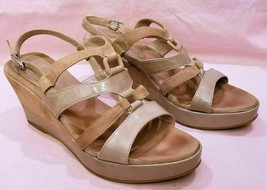 AQUATALIA Made in Italy Sandals Open Toe Wedges Sz-9.5 Beige Leather  - £23.56 GBP