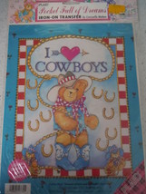 Plaid Pocket Full of Dreams I Love Cowboys Iron On Transfer  - £3.13 GBP