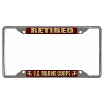 usmc marine corps retired military logo chrome license plate frame usa made - £24.04 GBP