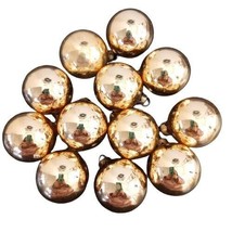 12 Glass Ball Christmas Ornaments Shiny Gold 1.75" Holiday Time Rauch USA Made - $8.81
