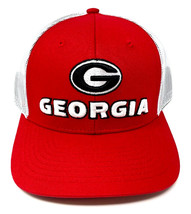 University Of Georgia Bulldogs Uga Red White Mesh Trucker Snapback Hat Cap Retro - £17.38 GBP