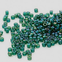 Miyuki Delicas 11/0, Matte Emerald Green AB 859, 50g glass delica beads - $15.75
