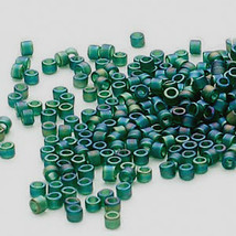 Miyuki Delicas 11/0, Matte Emerald Green AB 859, 50g glass delica beads - £12.57 GBP