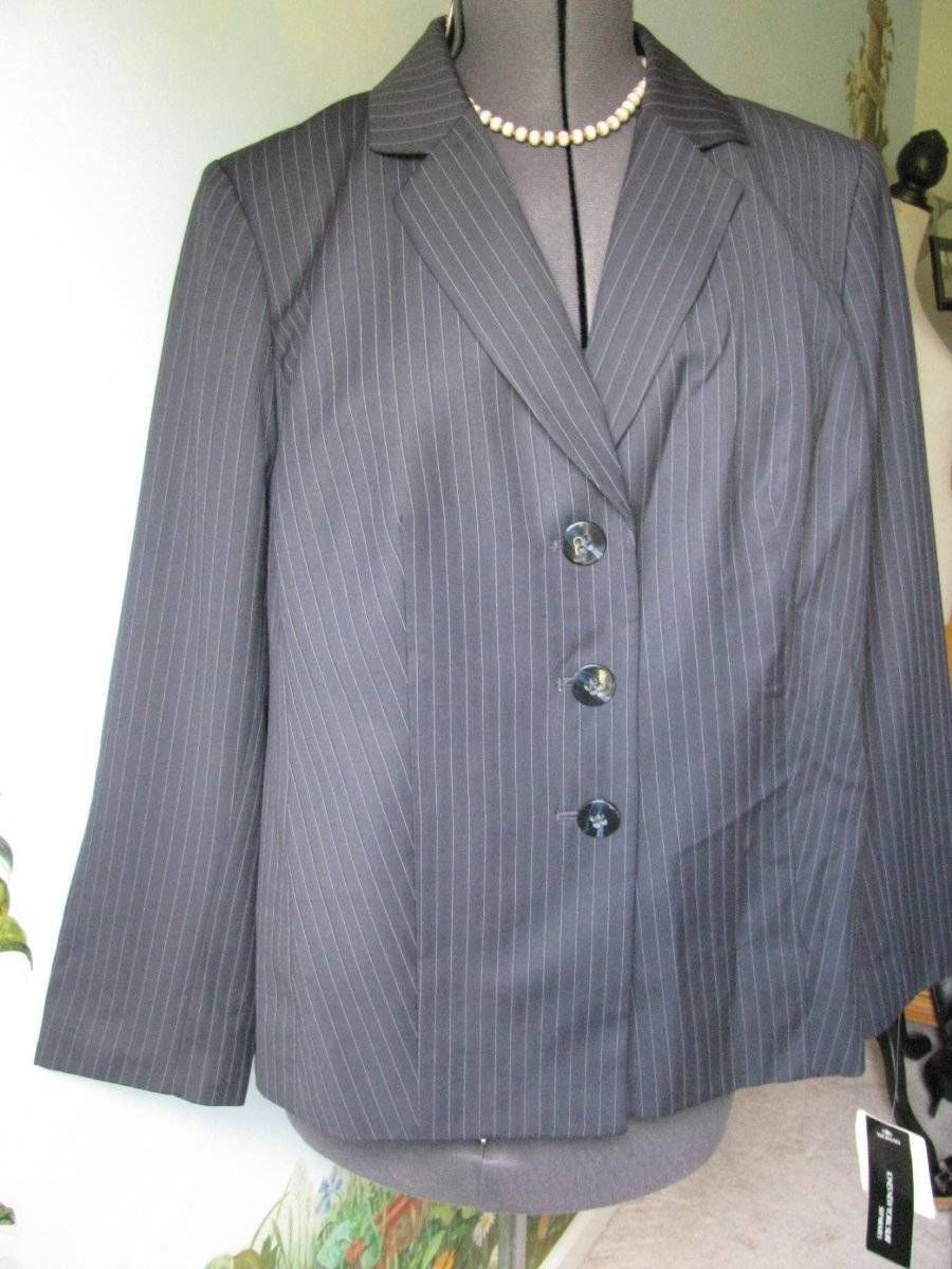 Jones New York Women Pinstripe Blue Career Blazer Suit Jacket 14W NWT - $64.34