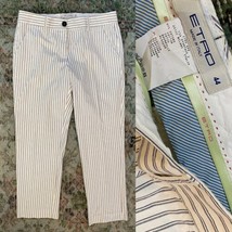 ETRO Women stripe Pants Sz 44 US 8 black White Straight Leg Cropped pins... - $69.30