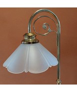 Massive Art Deco-Inspired Brass-Like Table Lamp with Frosted Glass Shade... - $74.45