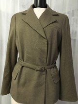 Worth Women&#39;s Blazer New York Brown Wool Blend Snap Front Belted 12 NWOT - £73.11 GBP