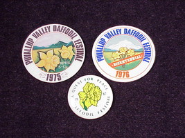 Lot of 3 Puyallup Valley Daffodil Festival Pinback Buttons, 1975, 1976, ... - £6.21 GBP