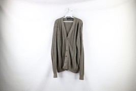 Vtg 90s Streetwear Mens XL Ribbed Knit Kurt Cobain Cardigan Sweater Green USA - £77.49 GBP