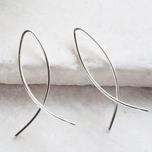Sterling Silver Infinity Wishbone Threader Hoop Earrings - £13.52 GBP