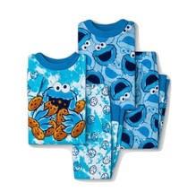Toddler Boys&#39; 4pc Sesame Street Cookie Monster Short Sleeve Pajama 18M NWT - £14.58 GBP