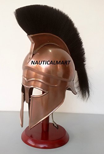 Greek Corinthian Helmet With Black Plume & Stand Armor Medieval Knight Antique F