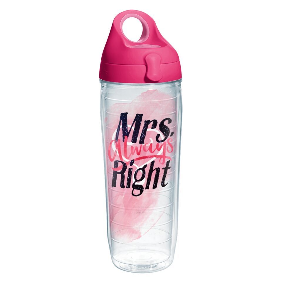 Tervis Mrs. Always Right Heart 24 oz. Water Bottle W/ Lid Wife Gift Funny NEW - £13.58 GBP