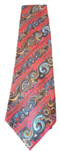 Norman Stockton Red Geometric Palsy Stripe Pattern 4&quot; Wide Mens Necktie Tie - £11.67 GBP