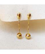 18k Gold Filled Drop Bar Sphere Ball Earrings - £5.97 GBP