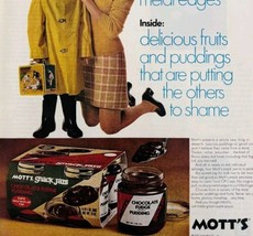 1970 Mott&#39;s Chocolate Fudge Pudding Snack Jars Advertisement Dessert DWII18 - £24.26 GBP