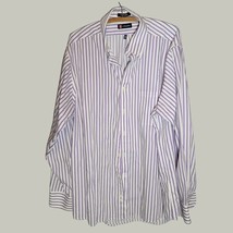 Chaps Mens Button Down Shirt 17-17.5 Neck 34/35 Classic Fit Purple White - $14.96