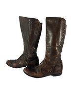 Born Brown Leather Sage Boots Womens Size 9.5 M Riding Side Zip Studded - £28.83 GBP