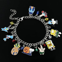 NEW SPONGEBOB SQUAREPANTS CHARM BRACELET LINK CHAIN GARY PATRICK SQUIDWARD - €12,62 EUR