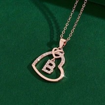 1Ct Round Cut Lab Created Diamond  Heart Letter-B Pendant 14K Rose Gold Plated - £111.76 GBP